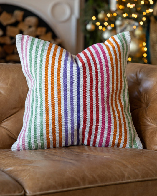 Madden Organic Cotton Striped Throw Pillow