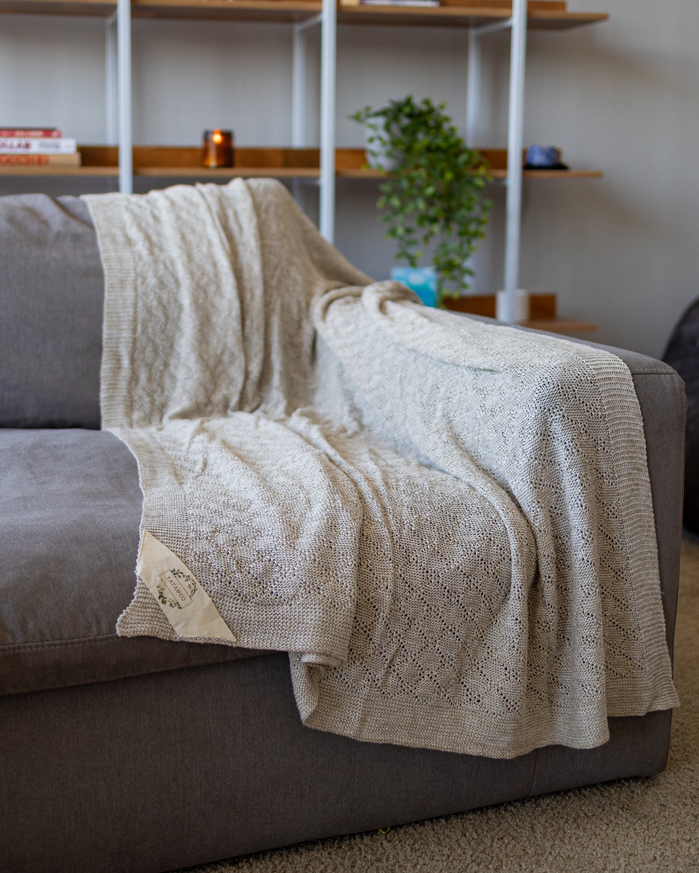 Margarida Organic Cotton and Linen Knit Throw Blanket