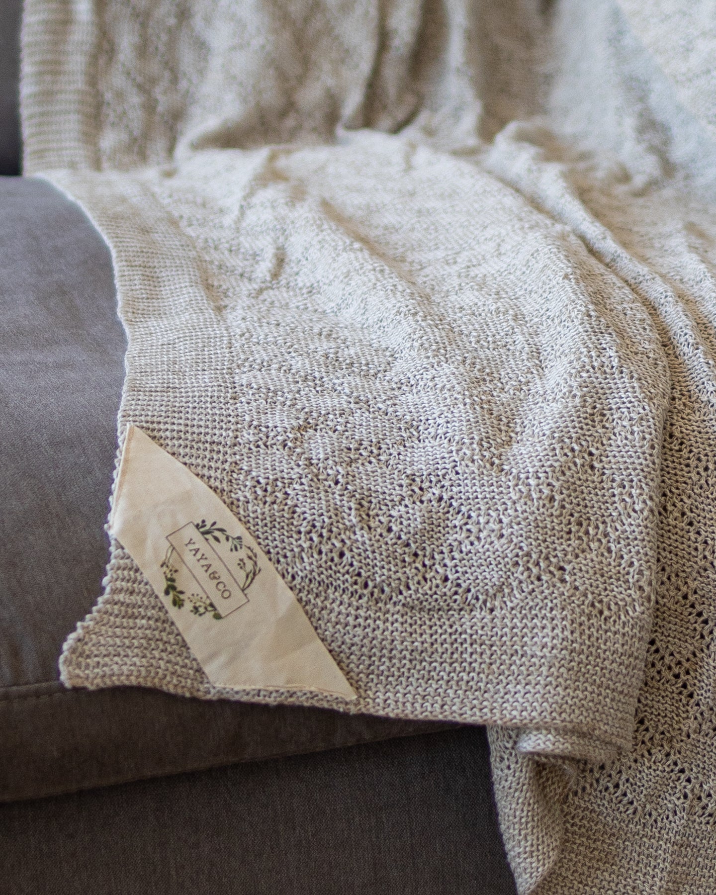 Margarida Organic Cotton and Linen Knit Throw Blanket