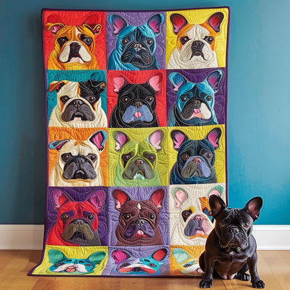 Colorful French Bulldog Quilted Blanket NCU0PD072