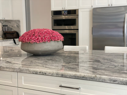 Large Newport Bowl with Real Touch Pink Roses