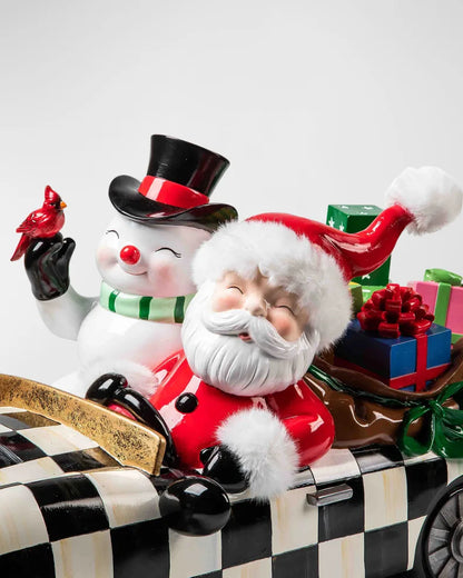 Granny Kitsch Special Delivery Santa in Car Trophy Christmas Figurine