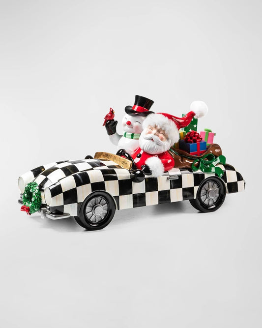 Granny Kitsch Special Delivery Santa in Car Trophy Christmas Figurine