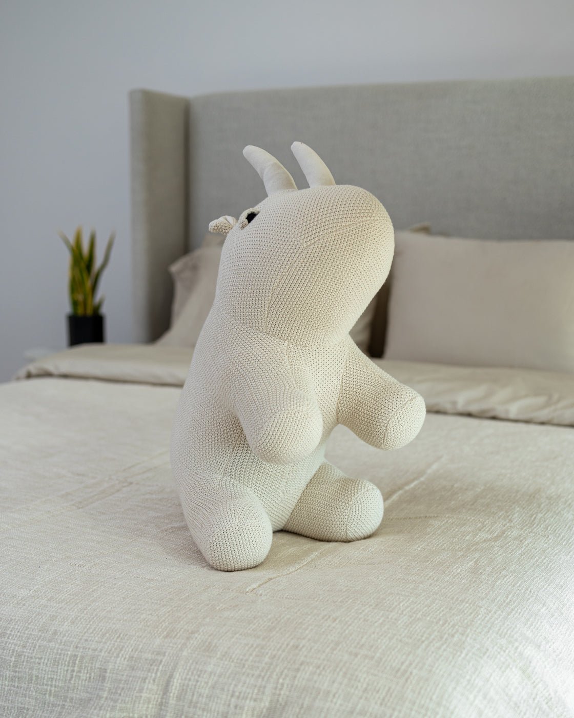 Organic Cotton Knit Rhino Pillow