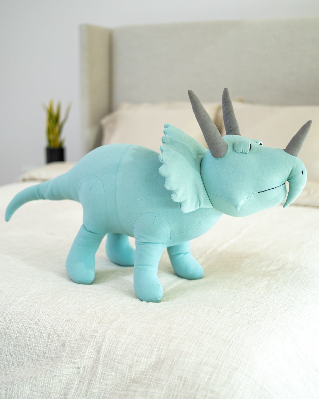 Organic Cotton Triceratops Dinosaur Pillow