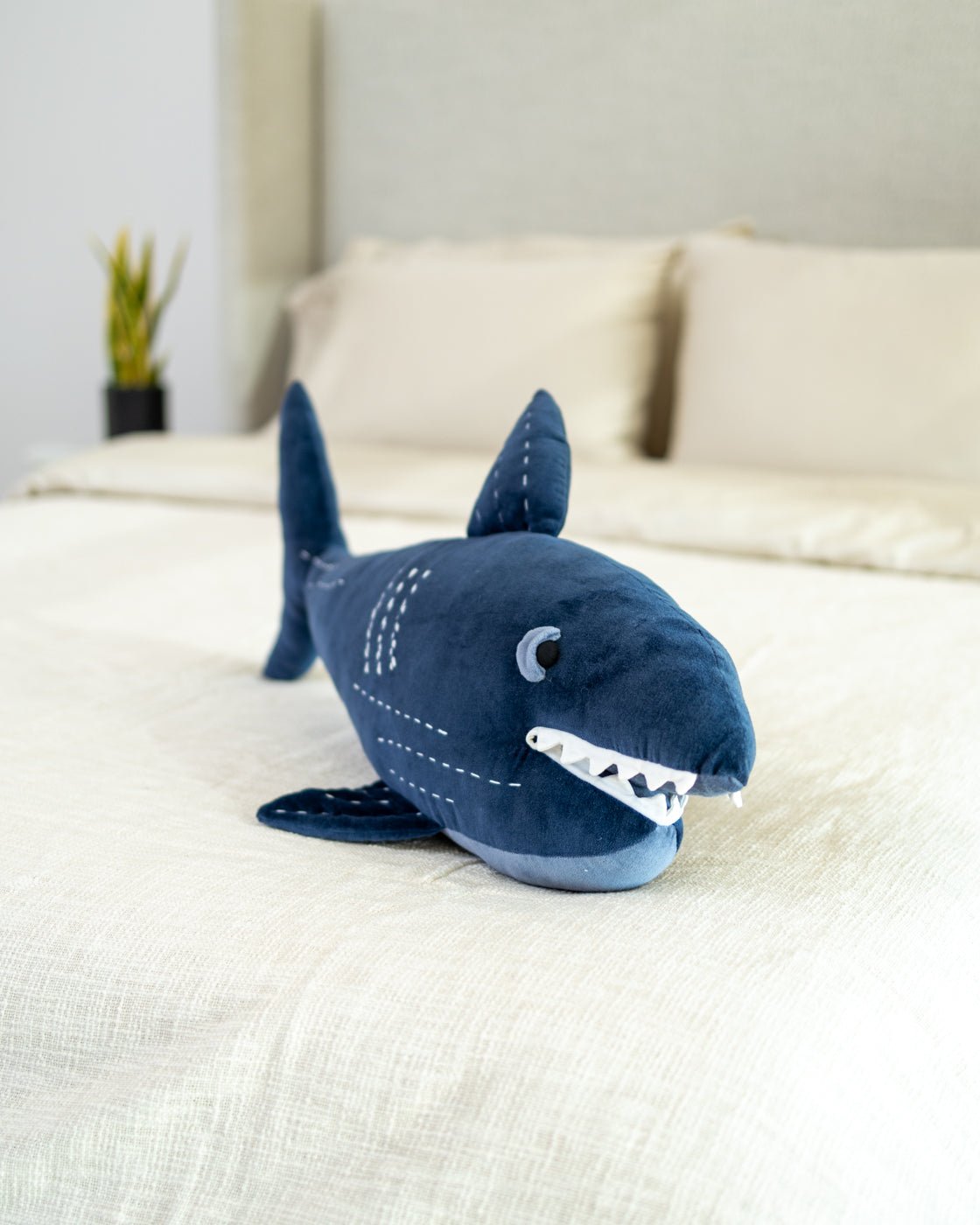 Organic Cotton Velvet Shark Pillow