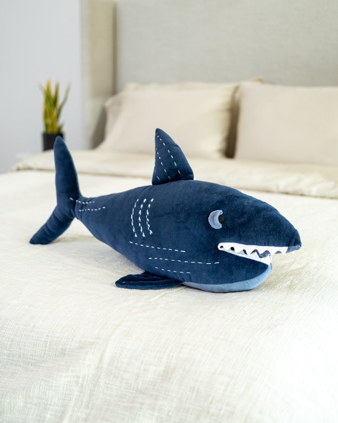 Organic Cotton Velvet Shark Pillow