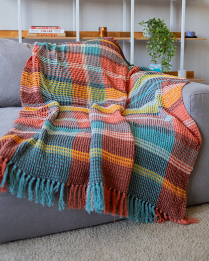 Pia Organic Cotton Waffle Knit Throw Blanket