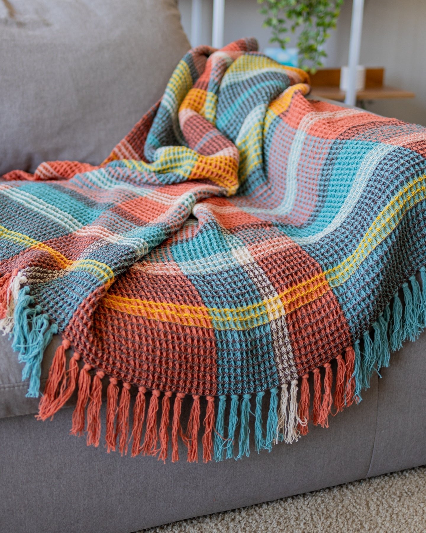 Pia Organic Cotton Waffle Knit Throw Blanket