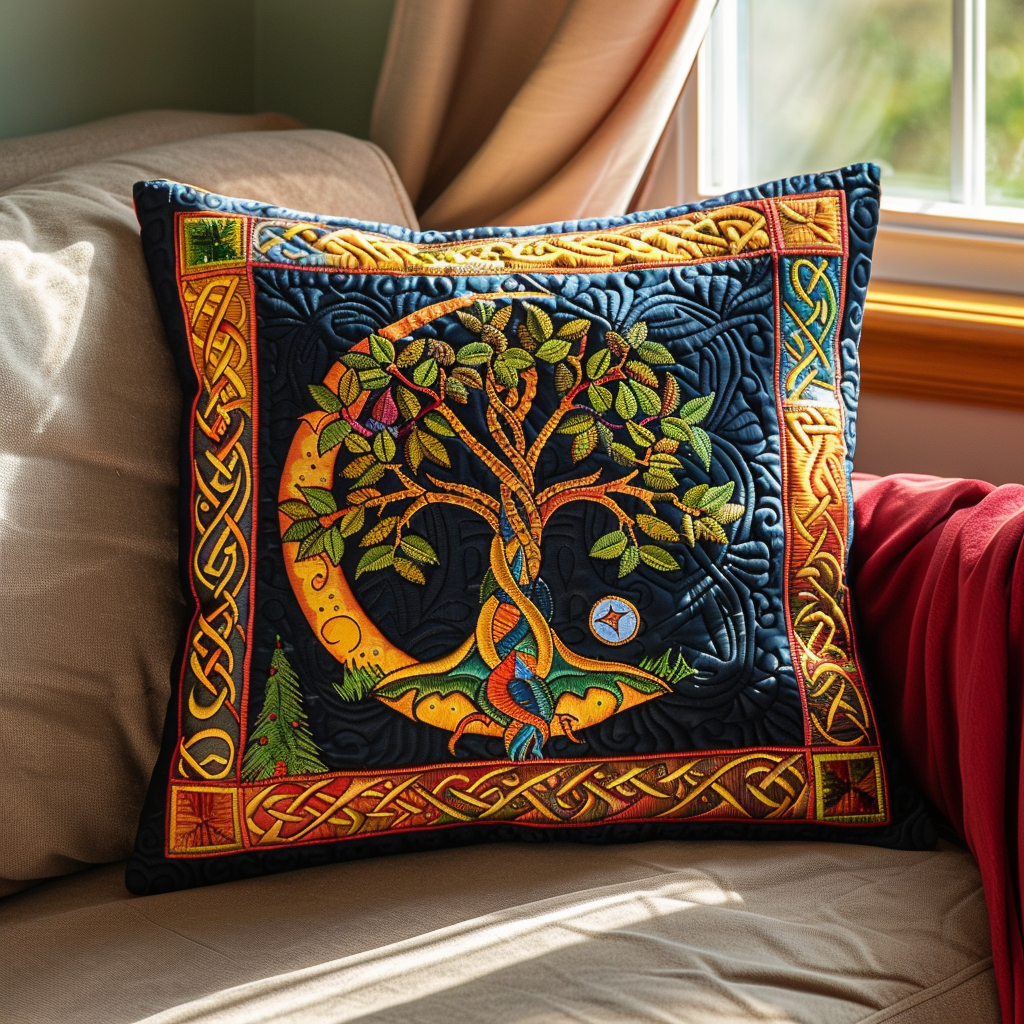 Vibrant Tree of Life Quilted Pillow Case NCU0PD113