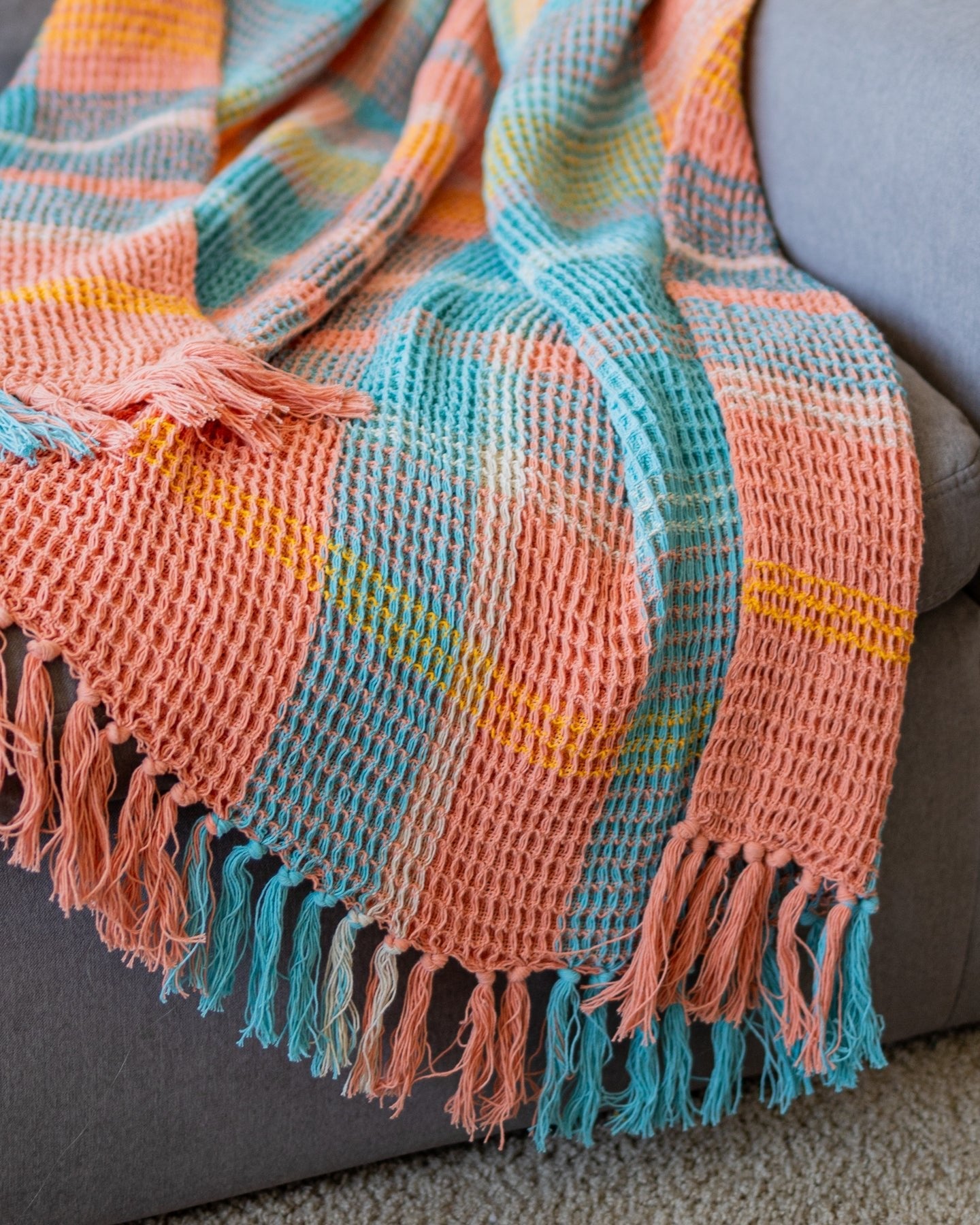 Polly Organic Cotton Waffle Knit Throw Blanket