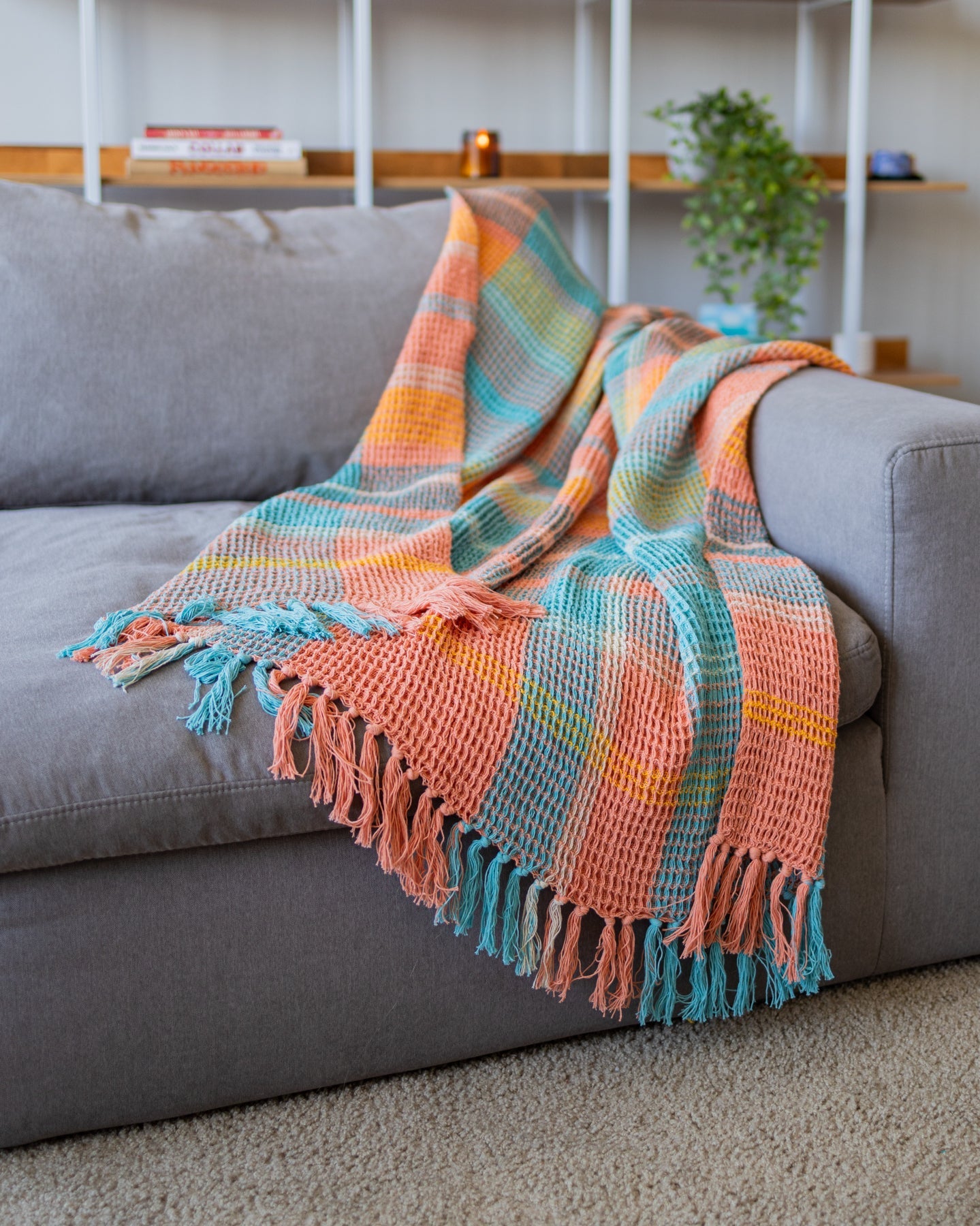 Polly Organic Cotton Waffle Knit Throw Blanket