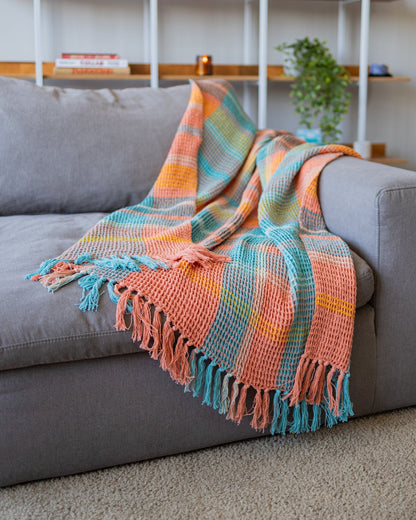 Polly Organic Cotton Waffle Knit Throw Blanket