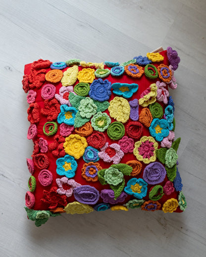 Poppy Organic Cotton Abstract Crochet Throw Pillow