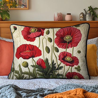 Radiant Red Poppies Quilted Bedding Pillow Case NCU0NT2206