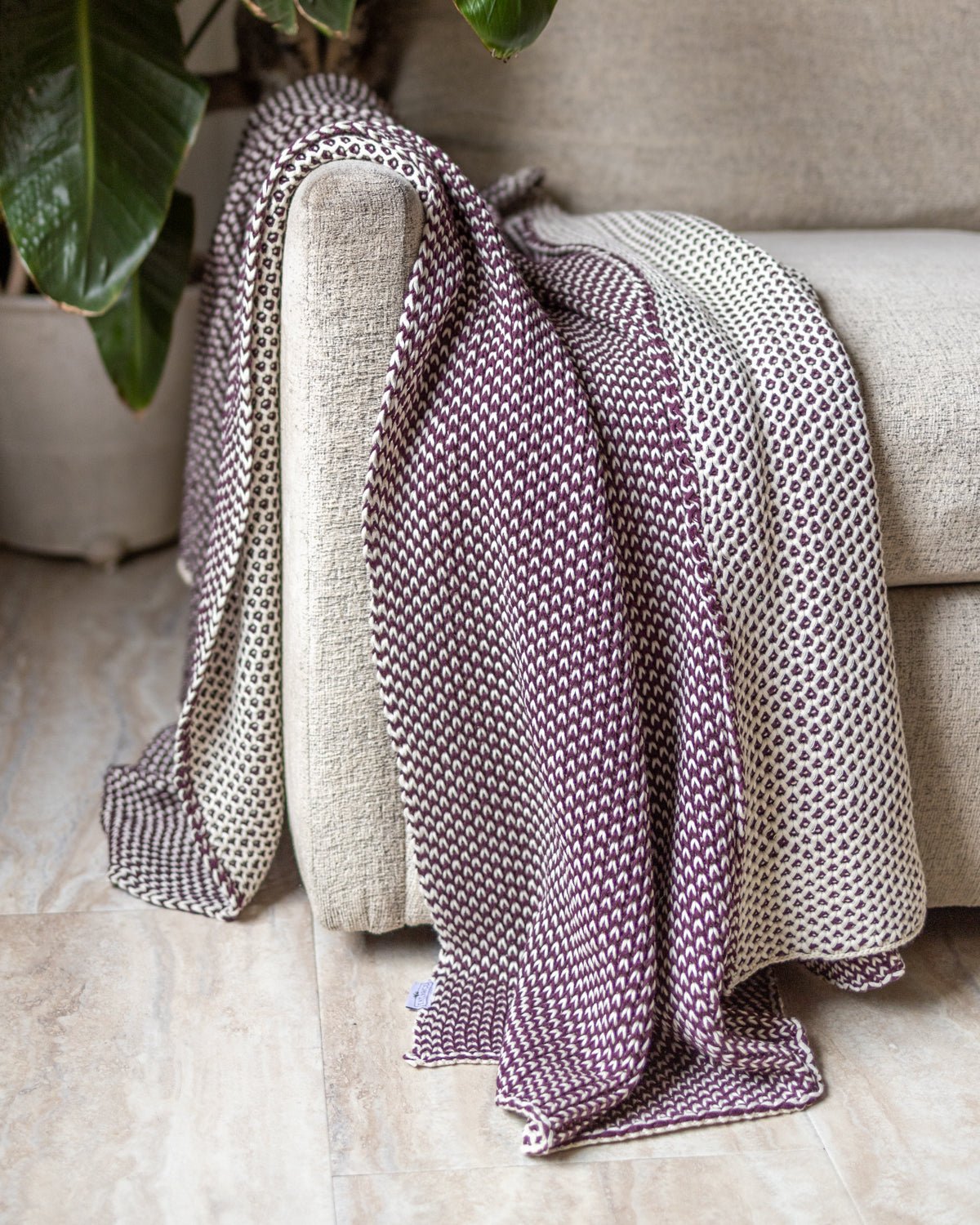 Quinn Reversible Knitted Cotton Throw Blanket