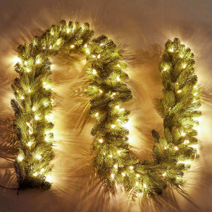 9' x 10" Royal Fir Garland with Warm White LED Lights (Battery Operated)