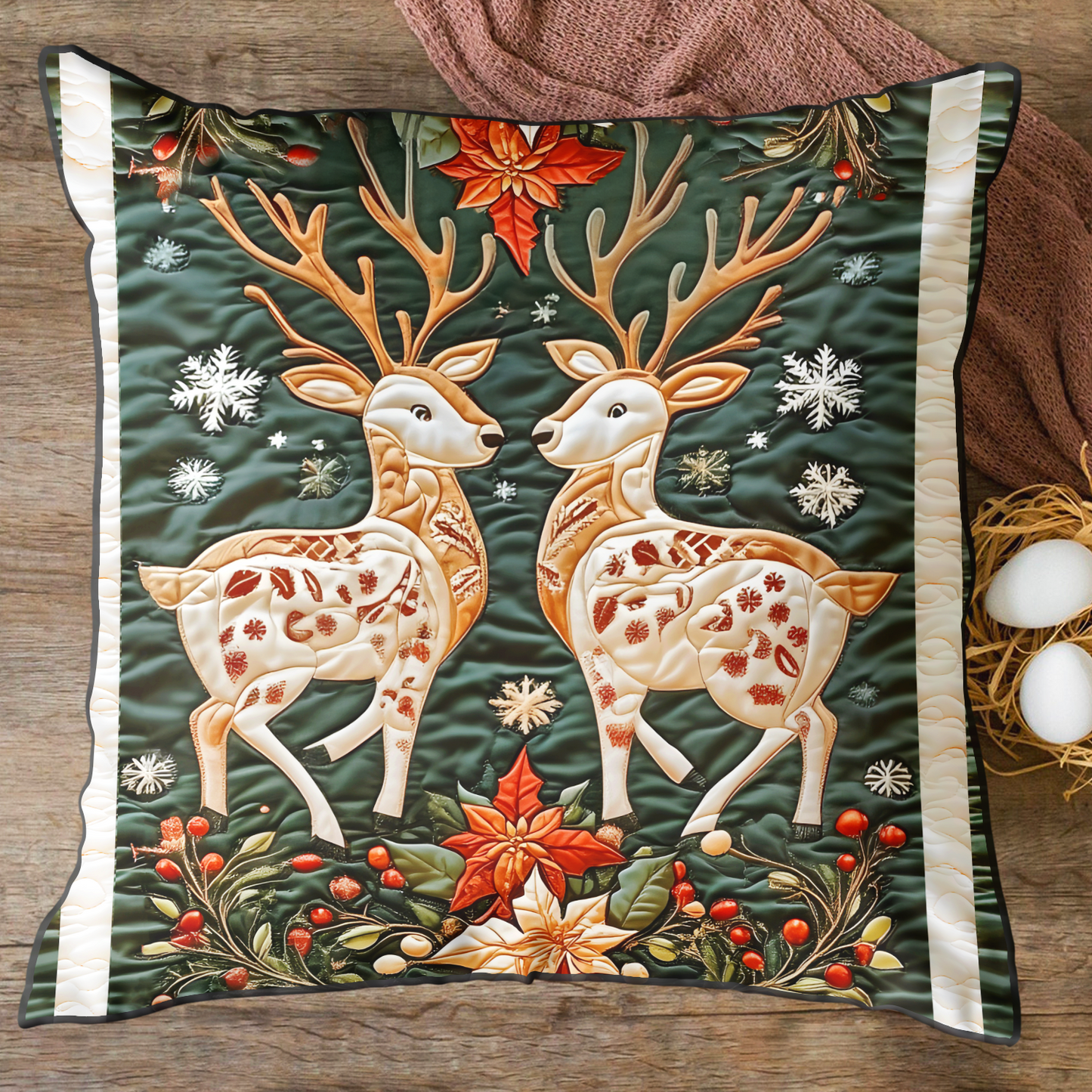 Reindeer Wonderland Quilted Pillow Case NCU0VH1235