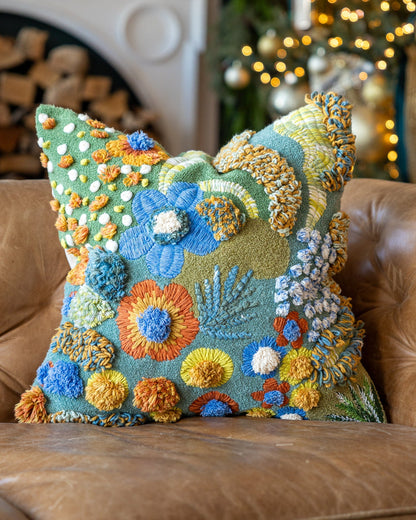 Selah Organic Cotton Floral Throw Pillow