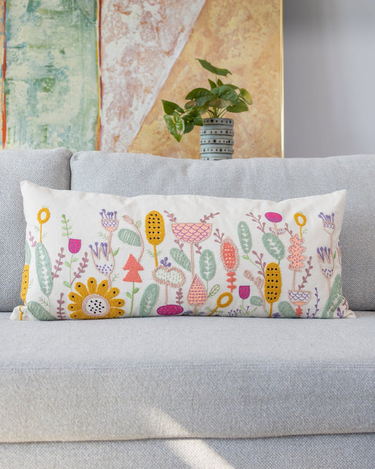 Sinai Organic Cotton Abstract Flower Lumbar Pillow