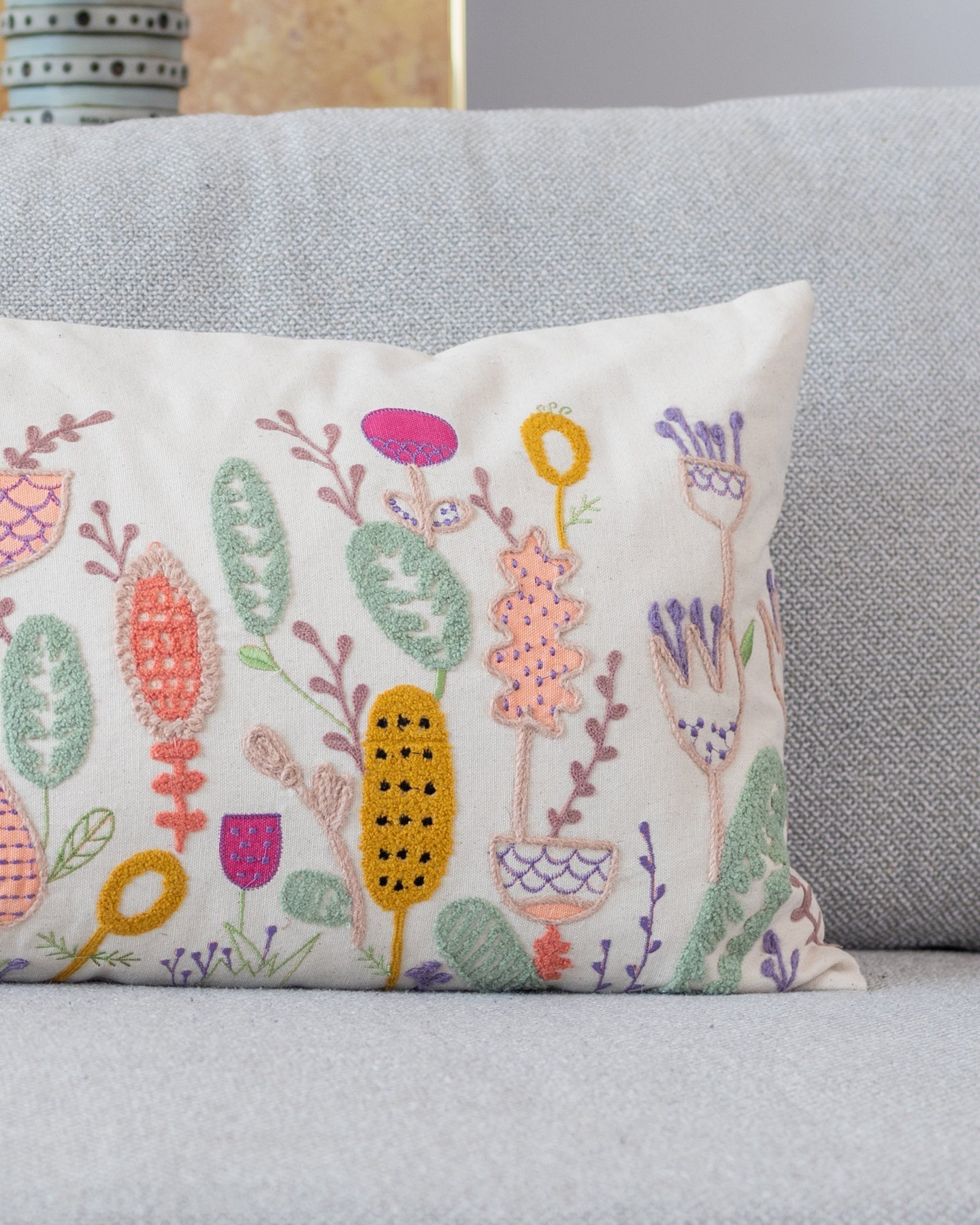 Sinai Organic Cotton Abstract Flower Lumbar Pillow