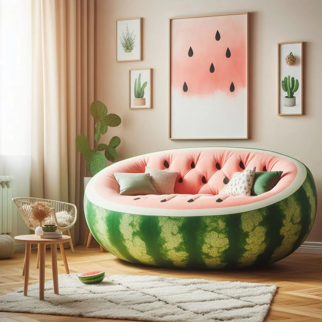 The Refreshing Charm of a Single Sofa Shaped Like a Watermelon