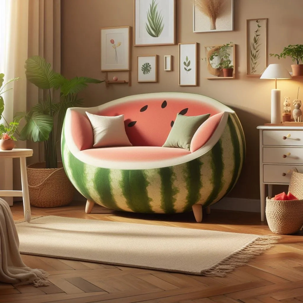 The Refreshing Charm of a Single Sofa Shaped Like a Watermelon