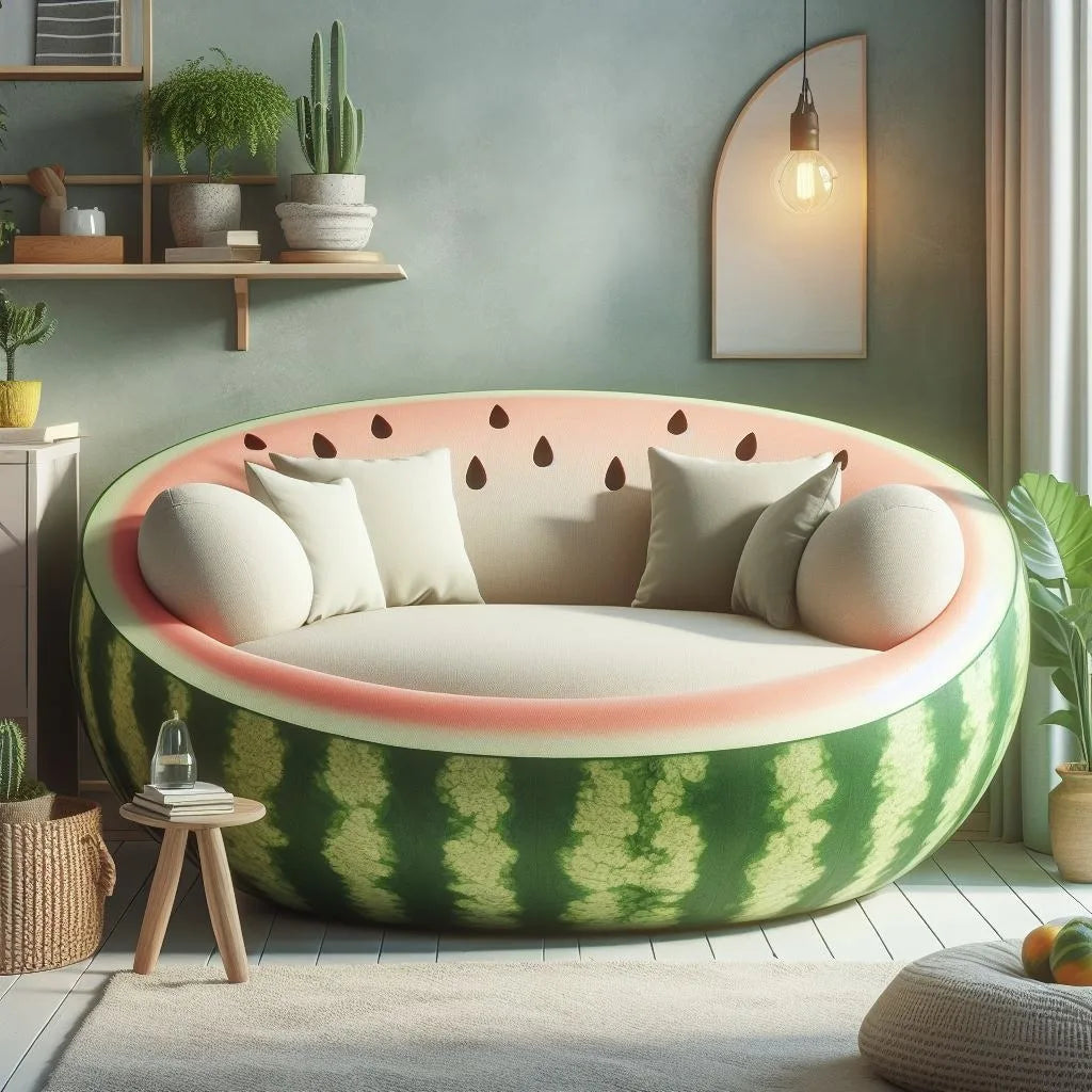 The Refreshing Charm of a Single Sofa Shaped Like a Watermelon