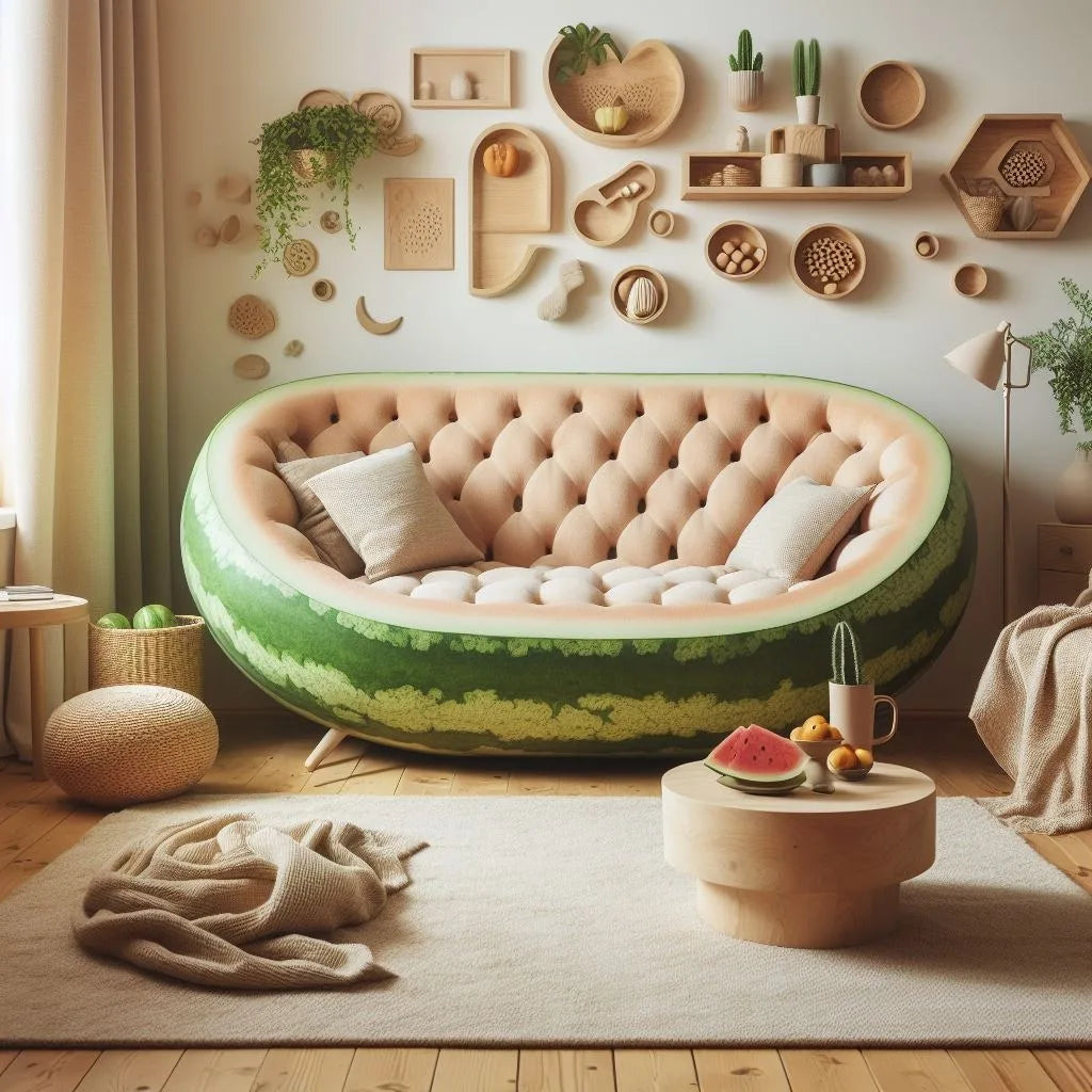 The Refreshing Charm of a Single Sofa Shaped Like a Watermelon