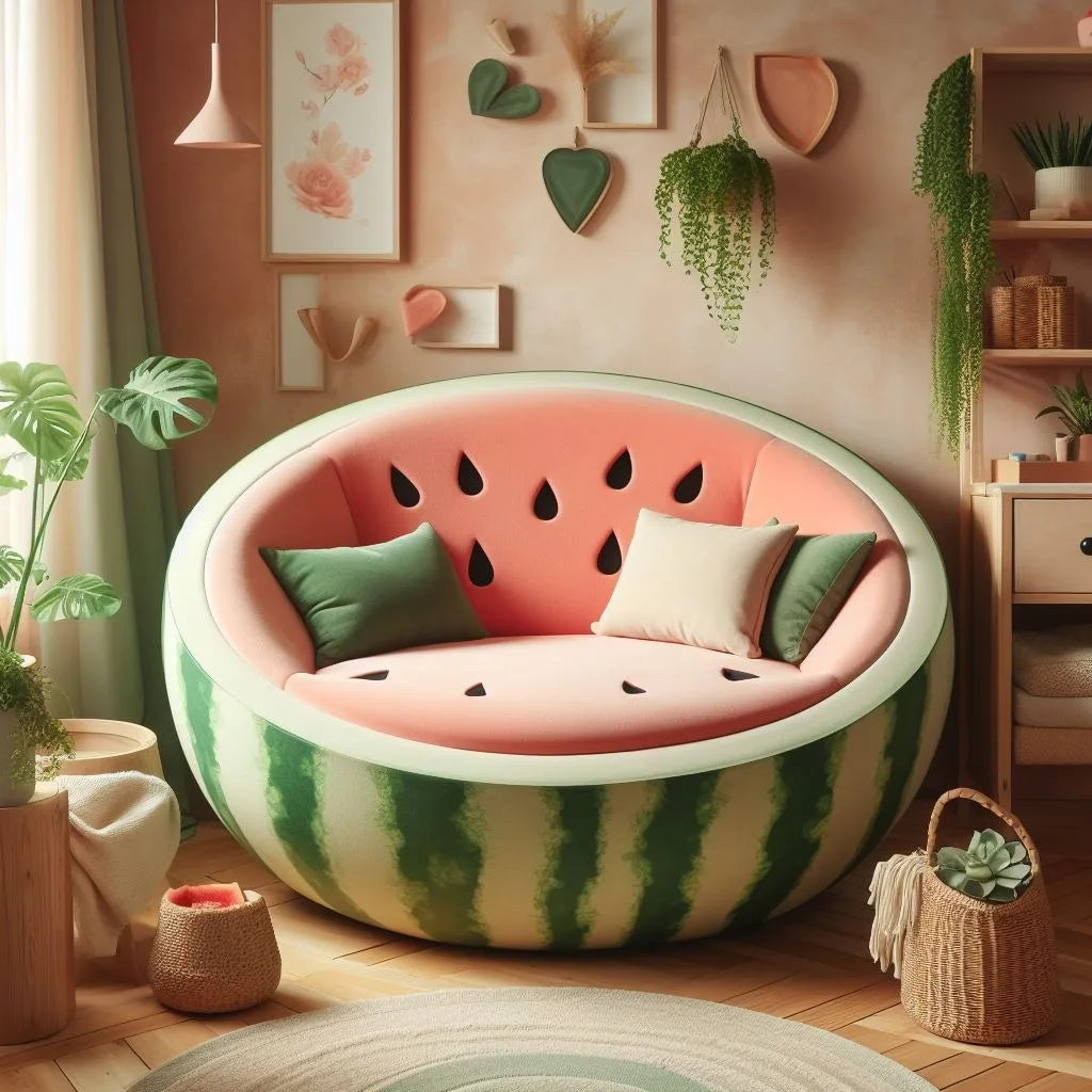 The Refreshing Charm of a Single Sofa Shaped Like a Watermelon