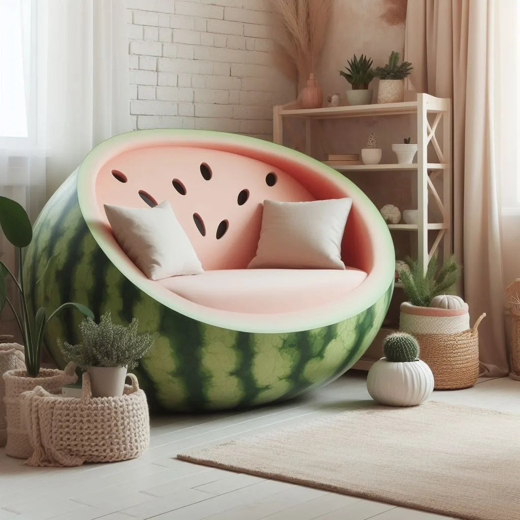 The Refreshing Charm of a Single Sofa Shaped Like a Watermelon