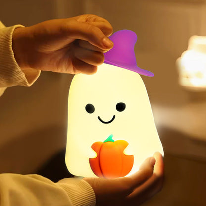 Squishy Silicone  Ghost Pumpkin LED Night Light - Perfect Gift for Kids and Girls