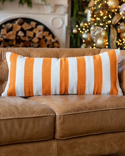 Sunny Organic Cotton Striped Lumbar Pillow