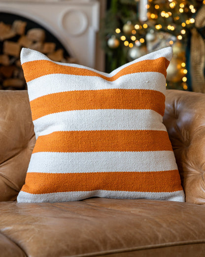 Sunny Organic Cotton Striped Throw Pillow