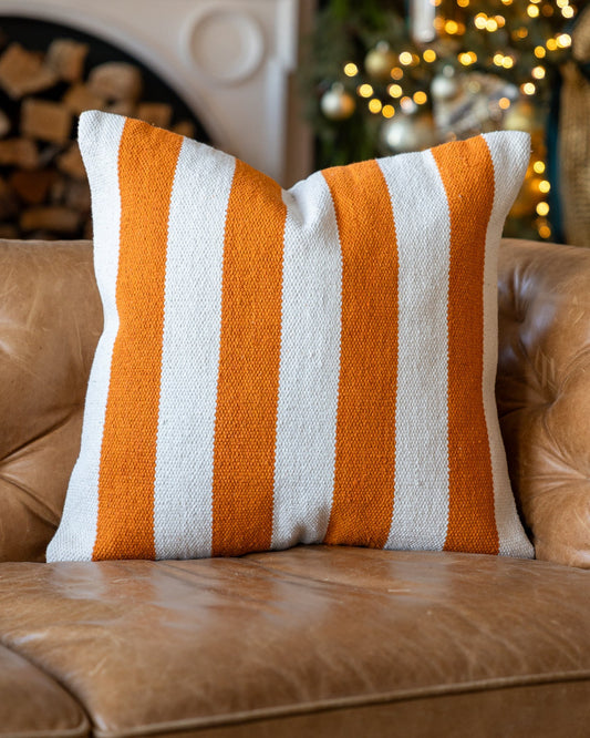 Sunny Organic Cotton Striped Throw Pillow