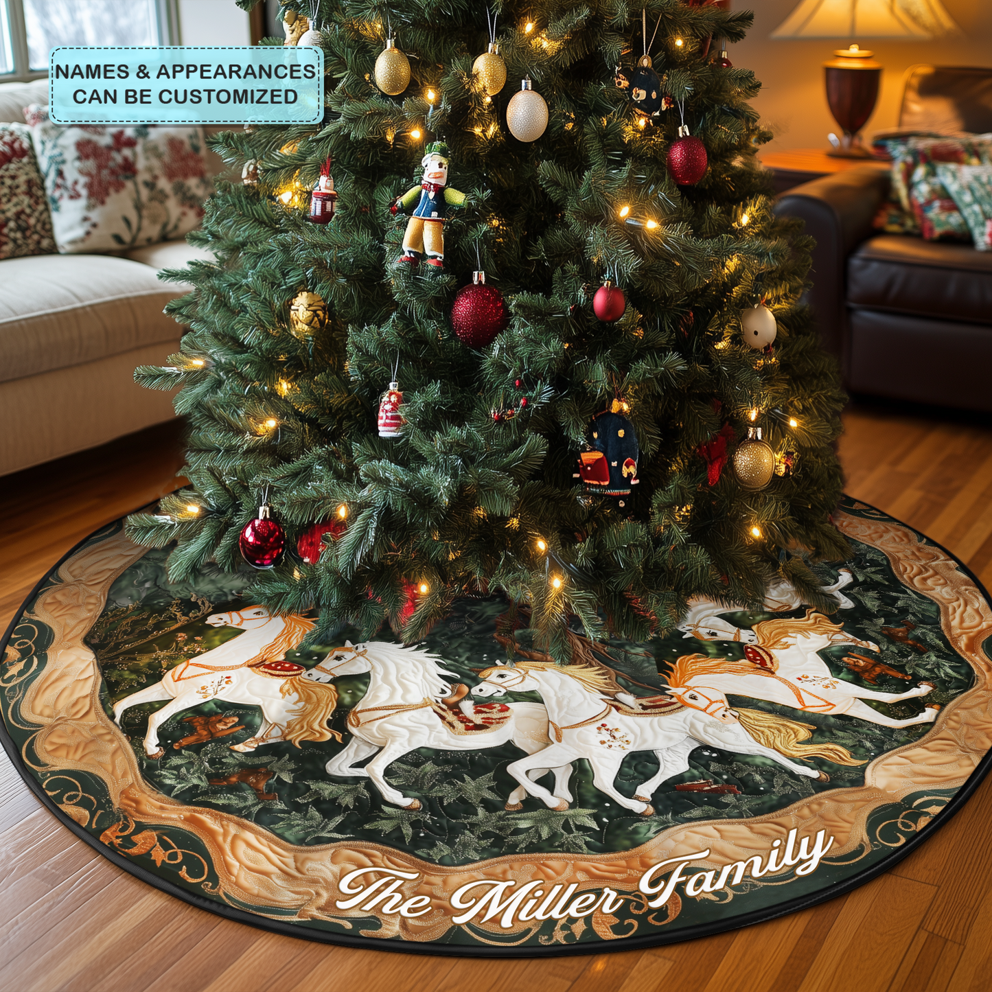 Winter Trot Personalized Custom Quilted Tree Skirt