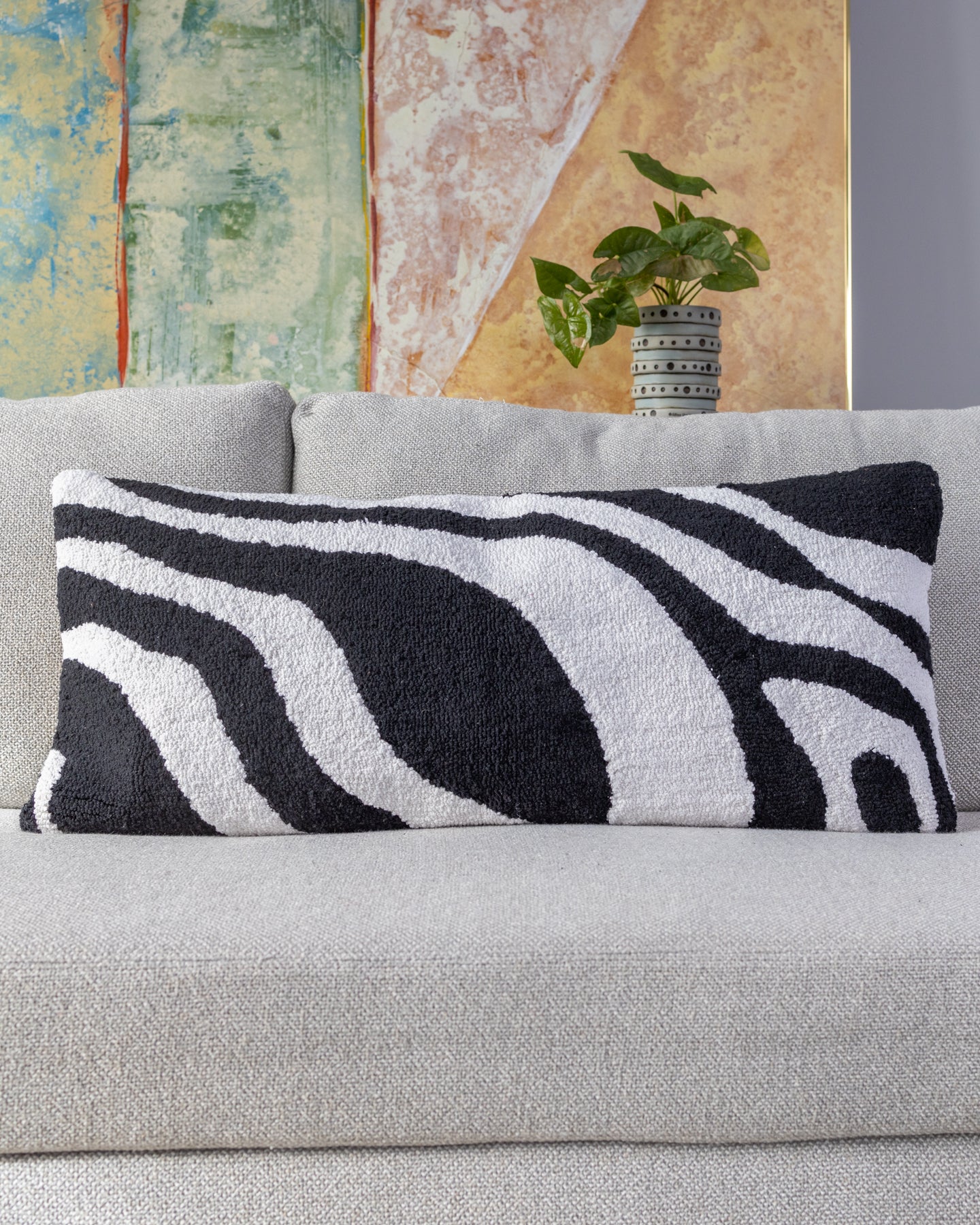 Tuxedo Organic Cotton Abstract Lumbar Pillow