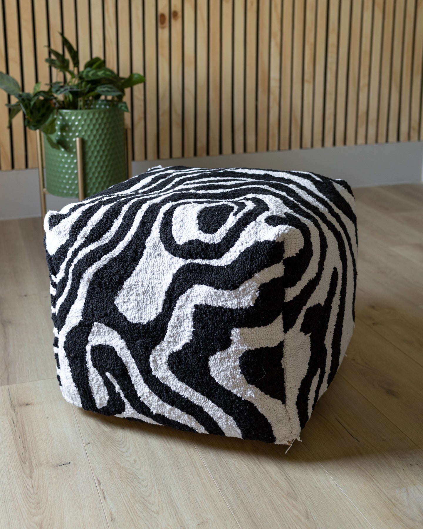 Tuxedo Organic Cotton Abstract Pouf