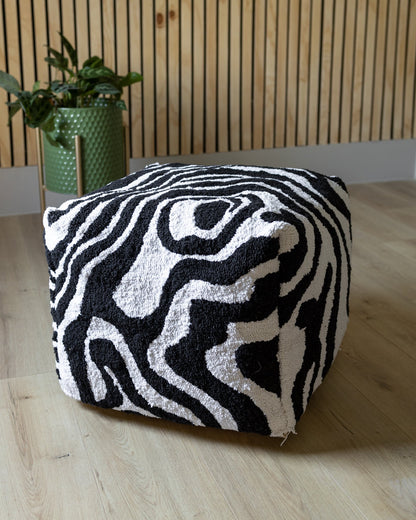 Tuxedo Organic Cotton Abstract Pouf