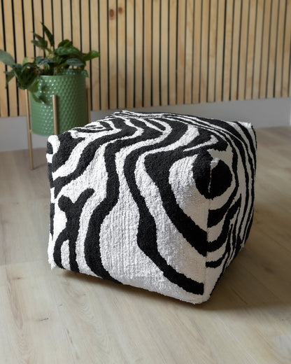 Tuxedo Organic Cotton Abstract Pouf