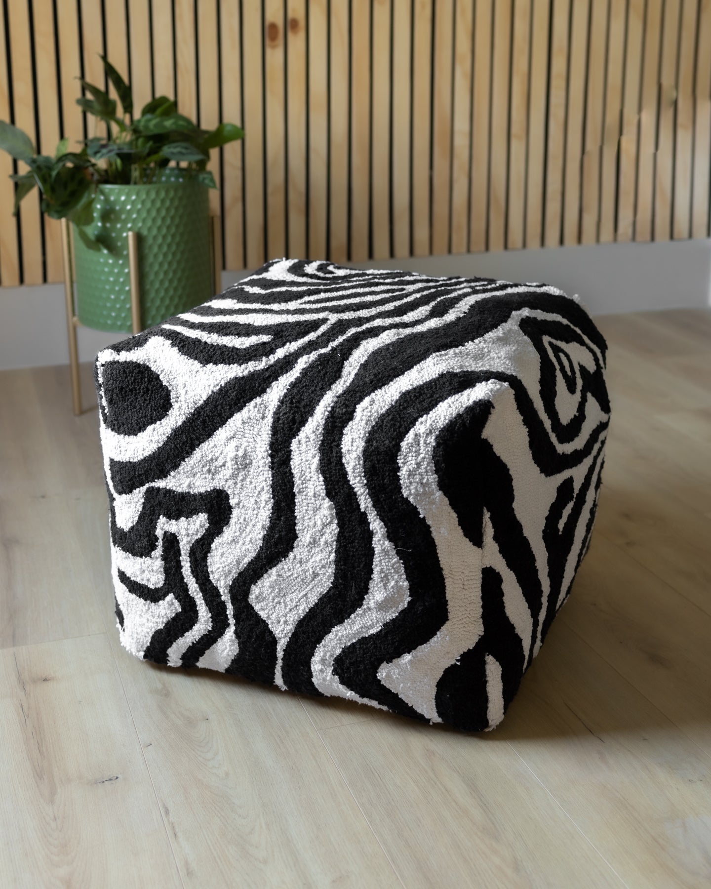 Tuxedo Organic Cotton Abstract Pouf