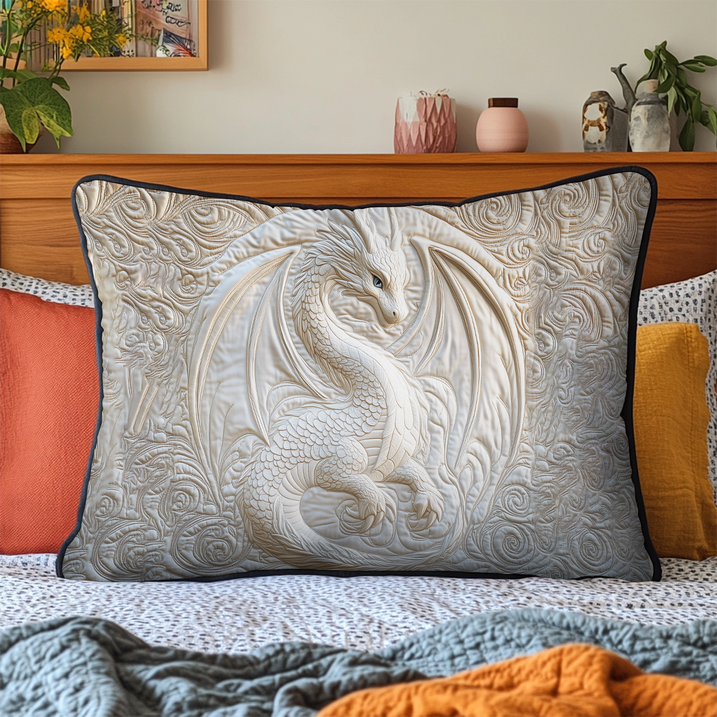 Celestial Dragon Quilted Bedding Pillow Case NCU0VH1737