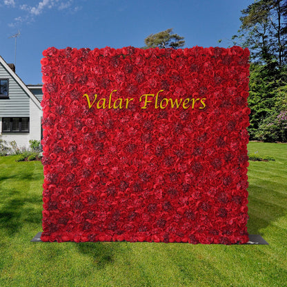 Roll Up Fabric Artificial Red Flower Wall Wedding Backdrop, Floral Party Decor, Event Photography-VF-021-3