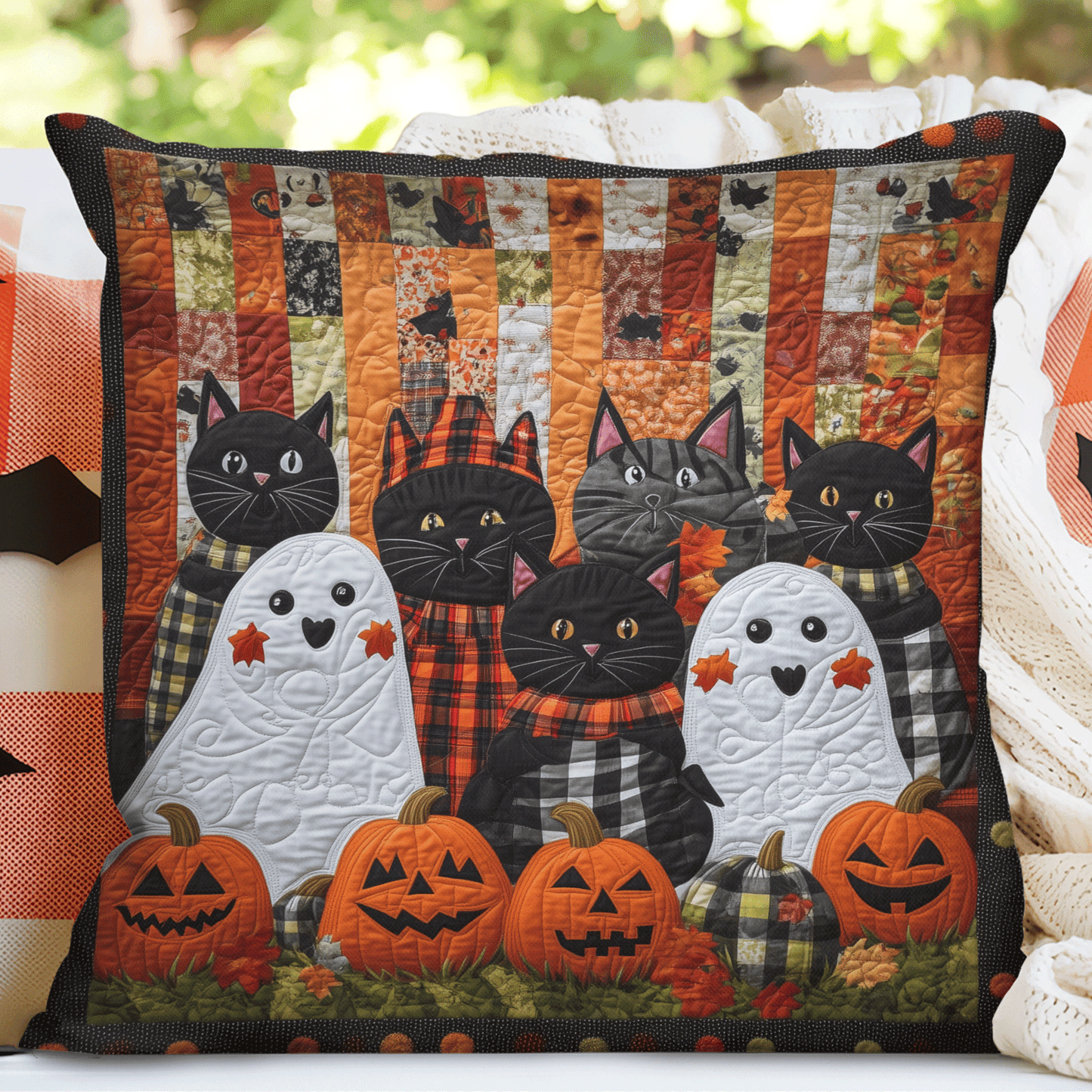 Spooky Feline Quilted Quilted Pillow Case NCU0TH1707