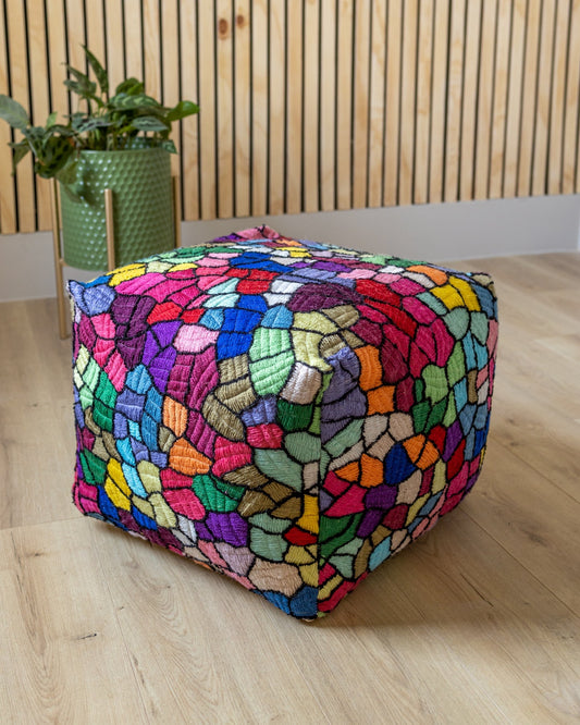 Vitral Organic Cotton Abstract Pouf