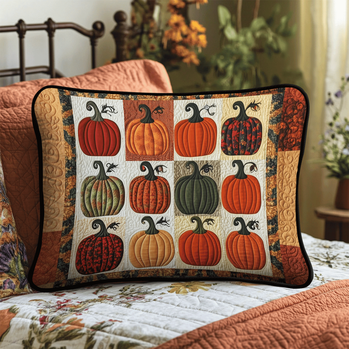 Autumn Pumpkins Quilted Bedding Pillow Case NCU0TH2157