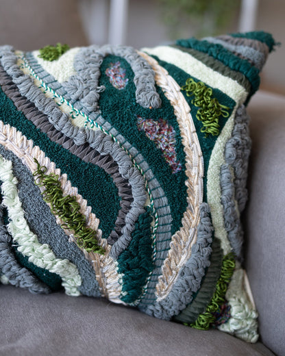 Waves Organic Cotton Abstract Lumbar Pillow