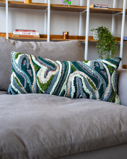 Waves Organic Cotton Abstract Lumbar Pillow