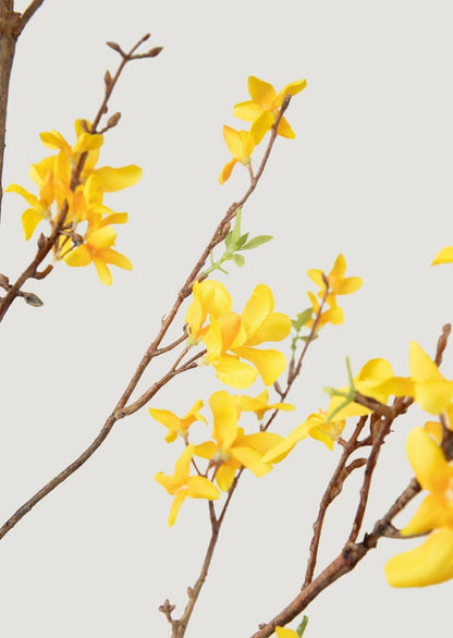 Faux Forsythia Branch in Yellow Gold - 52"