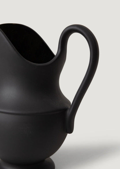 Sir/Madam Stoneware Pitcher Vase in Black - 9.75"